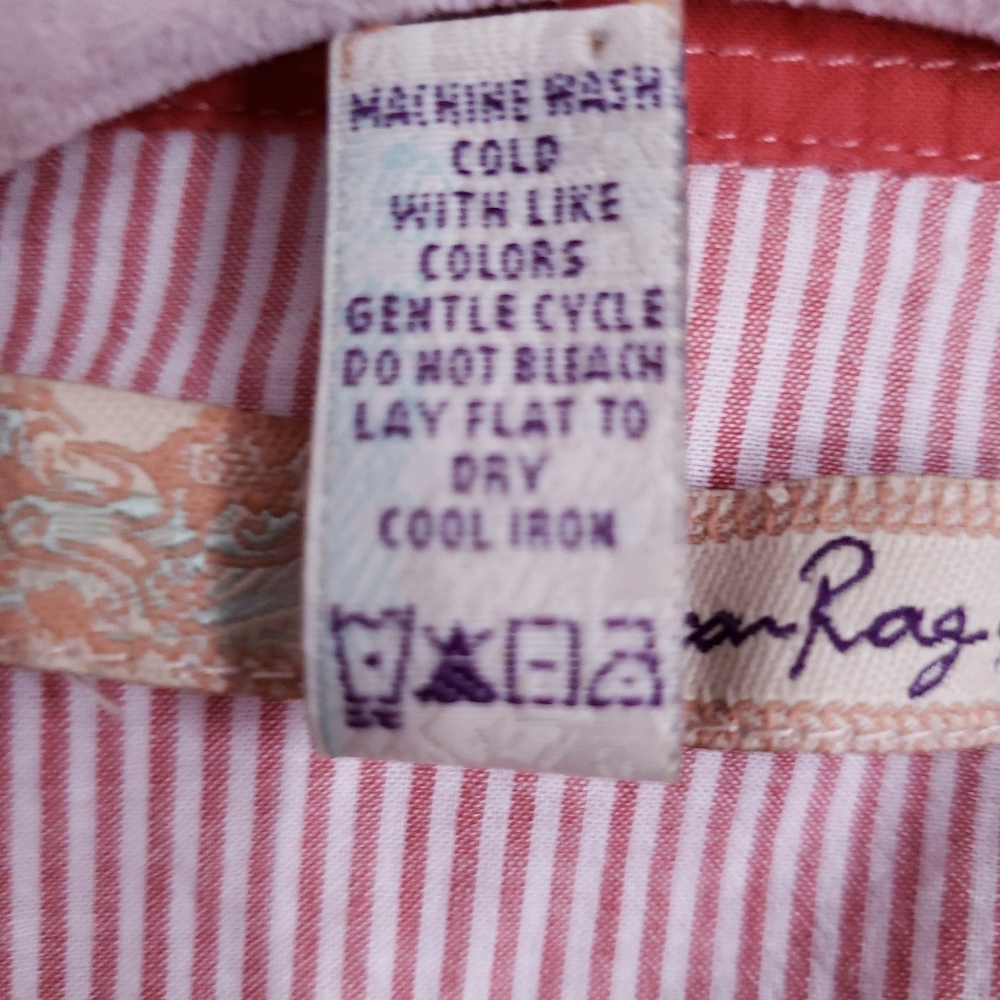 American Rag Cie Peach Button Down Shirt Medium - Picture 10 of 10